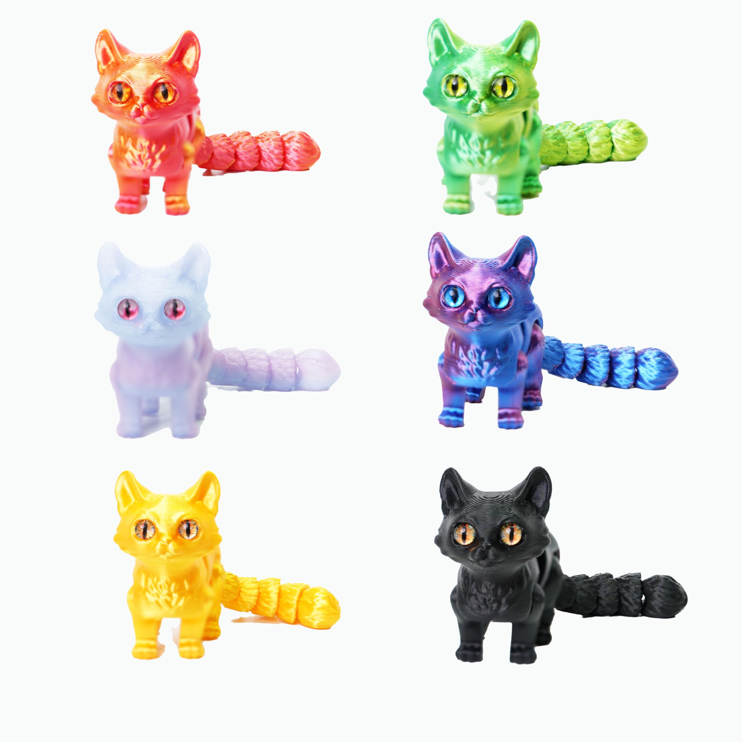 UXBSTM colorful 3D cat in vibrant pose for desk decor and focus.