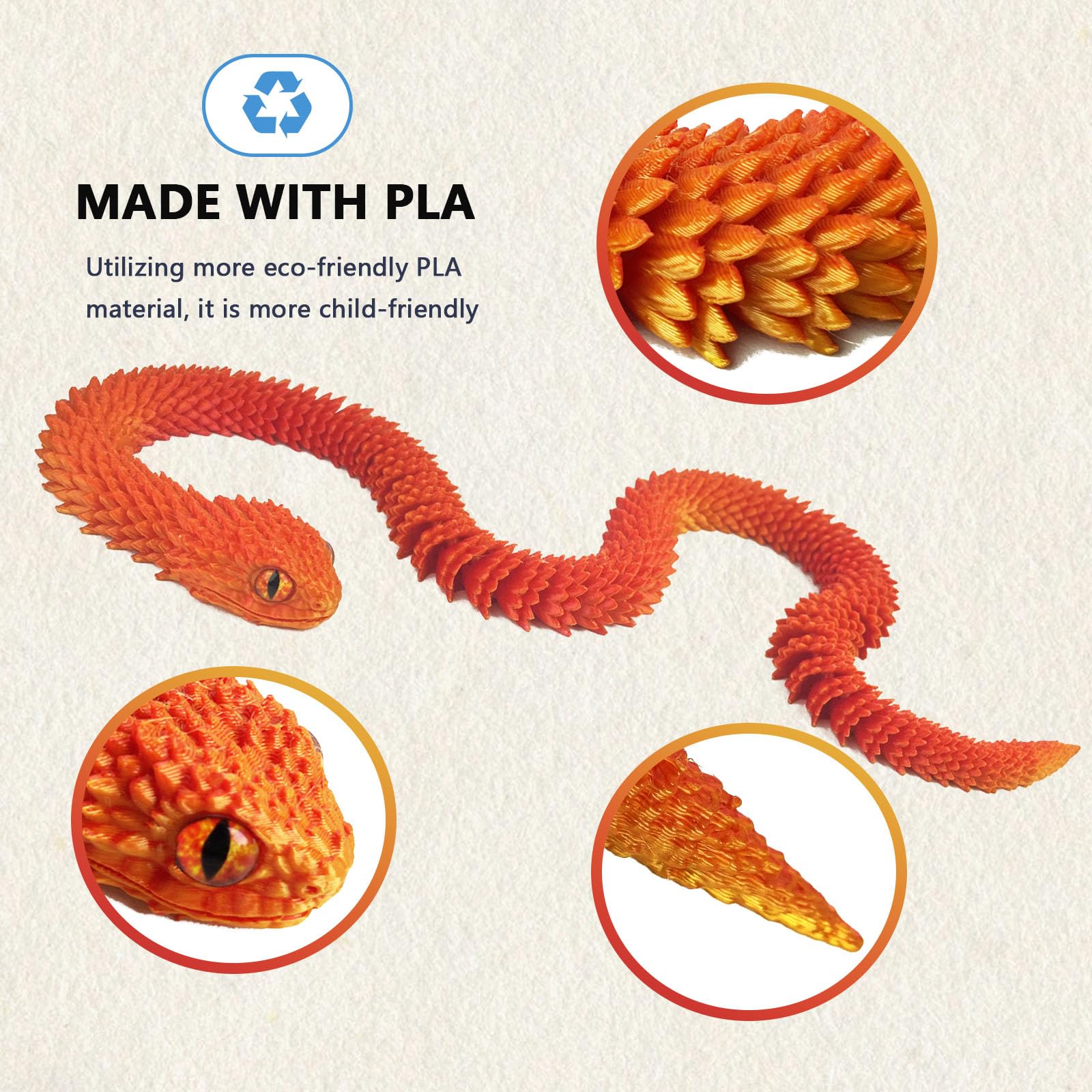 UXBSTM snake toy with hinged design for varied poses.