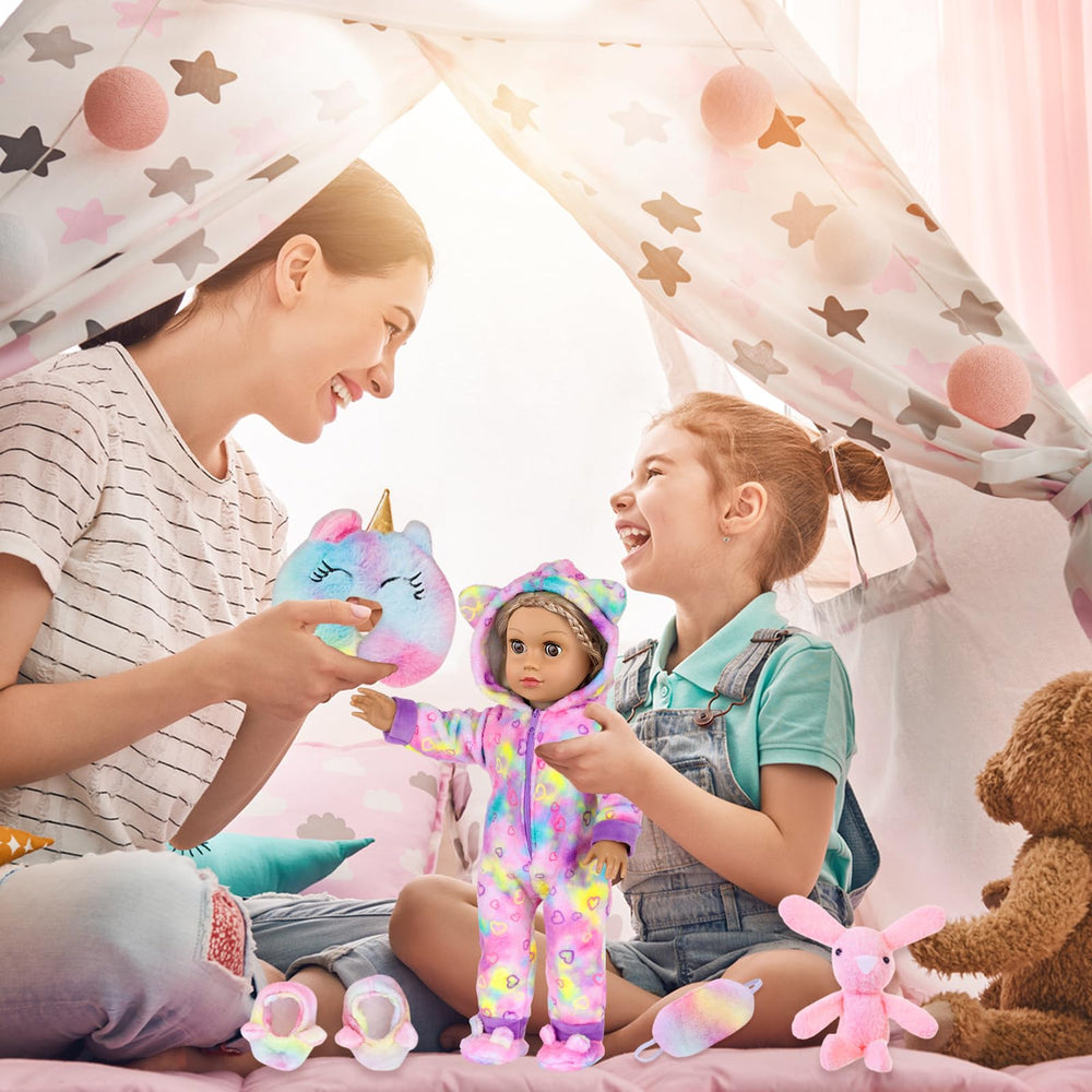 UZIDBTO 18-inch doll playset packaging and contents