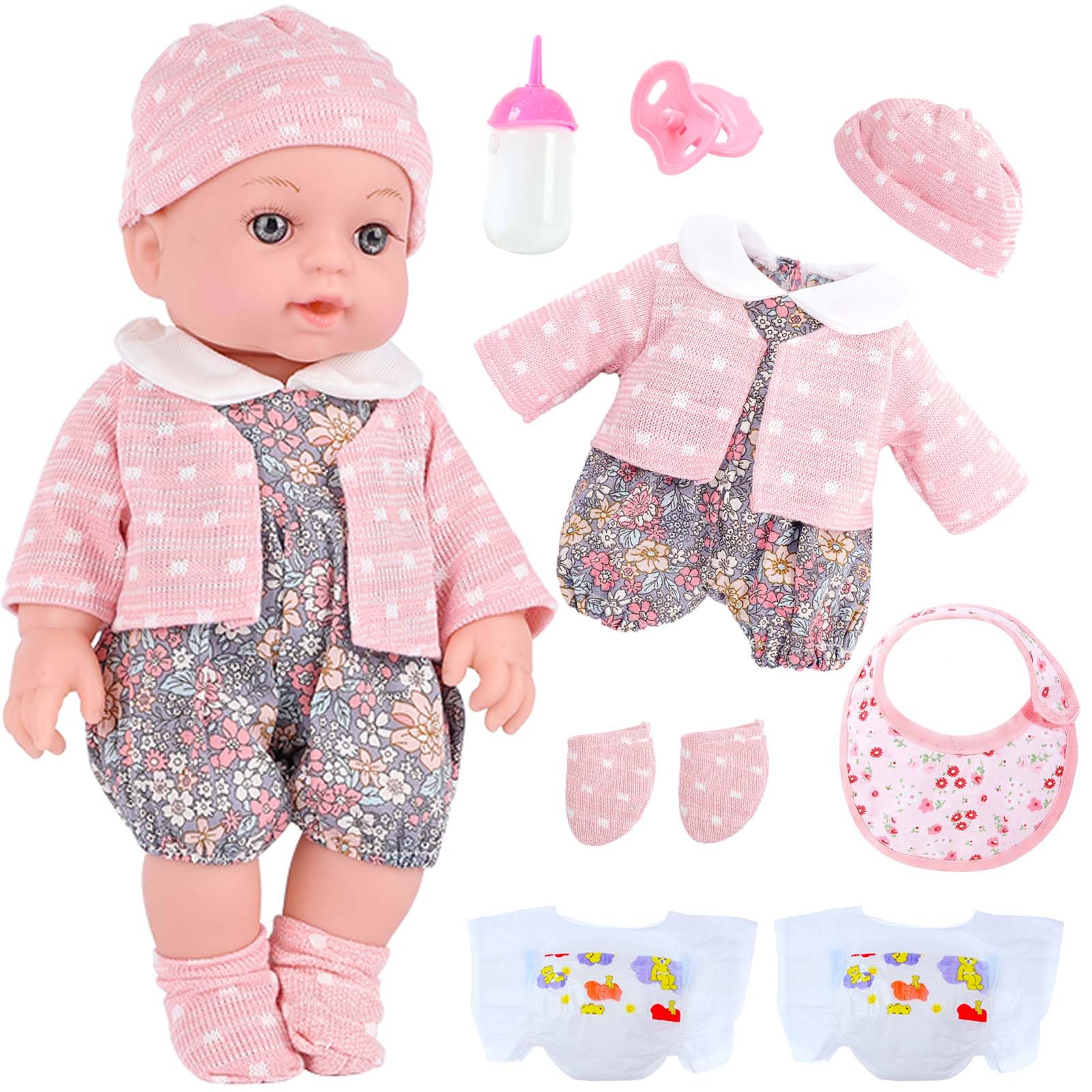 UZIDBTO realistic 12-inch baby doll in gift box for imaginative play