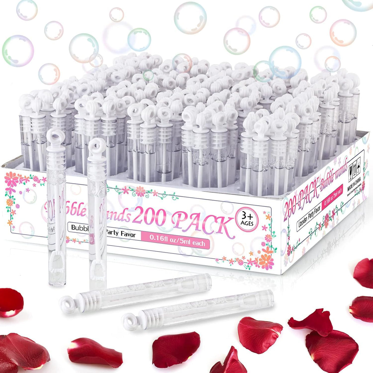 Uzoxlsn bubble wands 200-pack tubes for bulk wedding favors