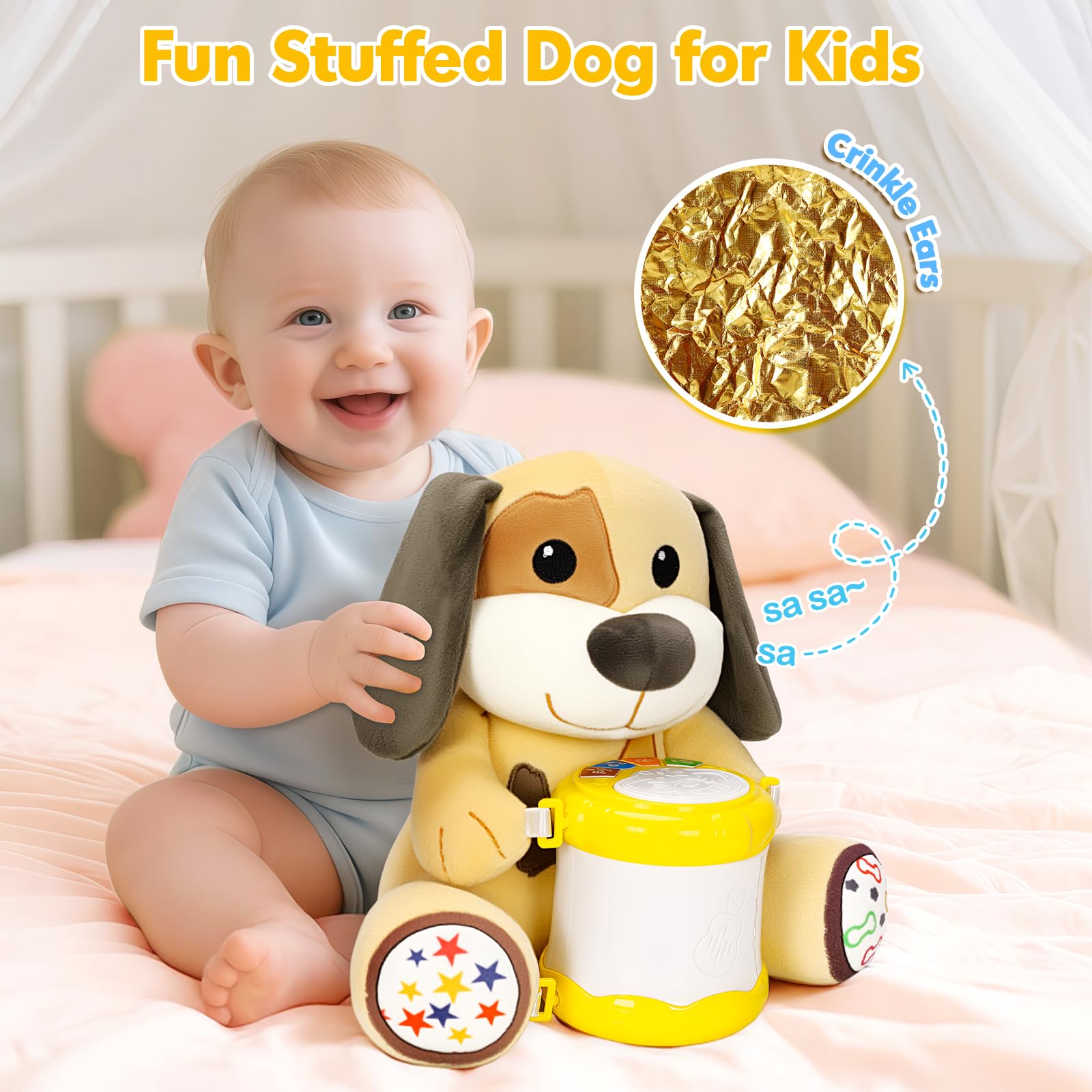 V-Opitos early-learning toy supports sound and color recognition during baby play.