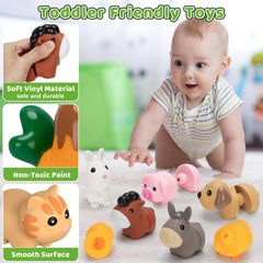 V-Opitos colorful farm animals sized 3-4 inches for easy grasp.