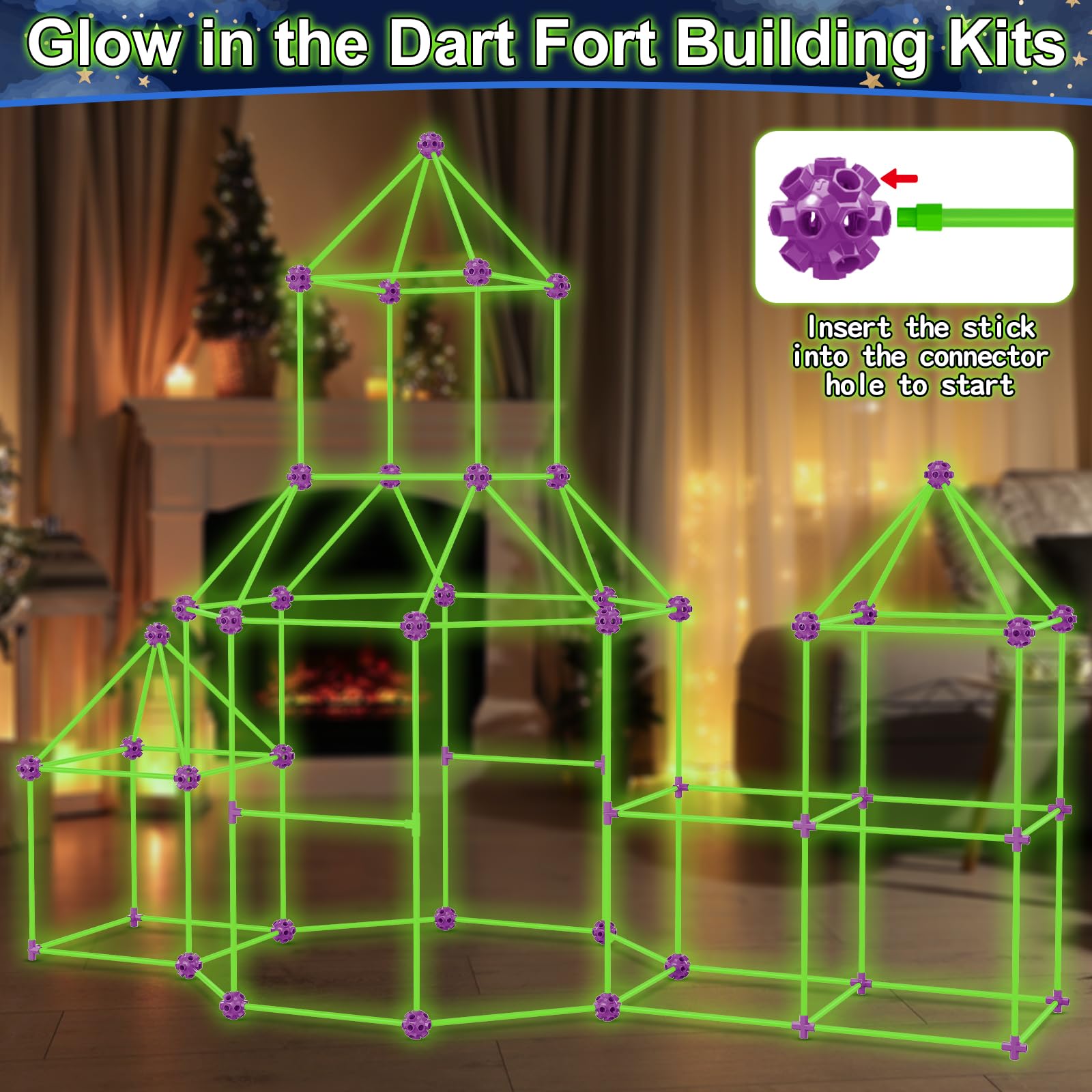 V-Opitos connector balls create sturdy joints for imaginative forts.
