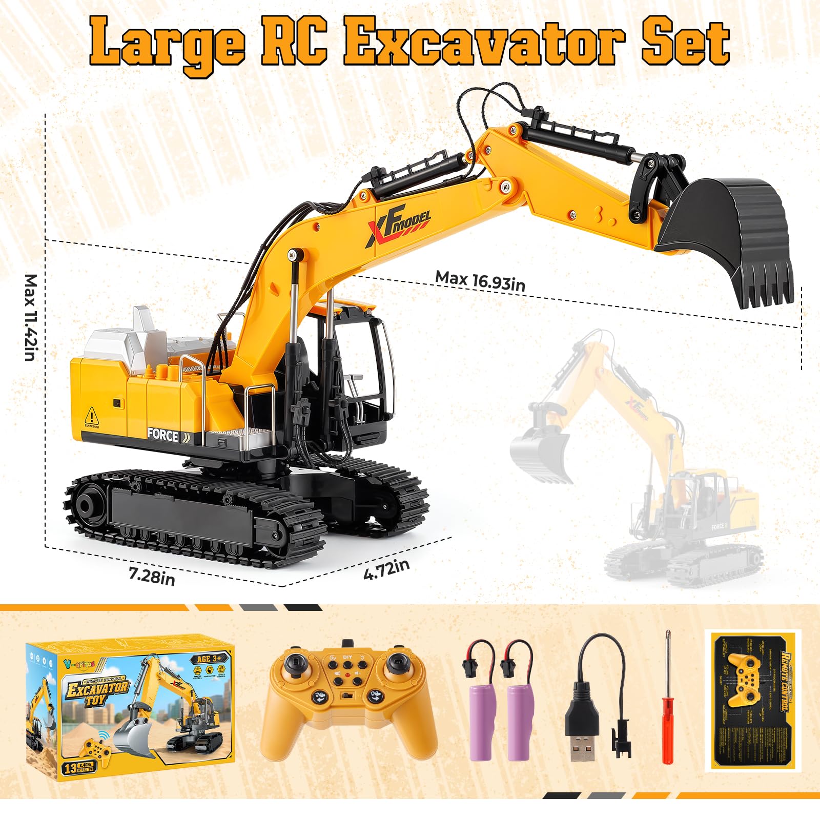 V-Opitos excavator batteries support long play sessions.