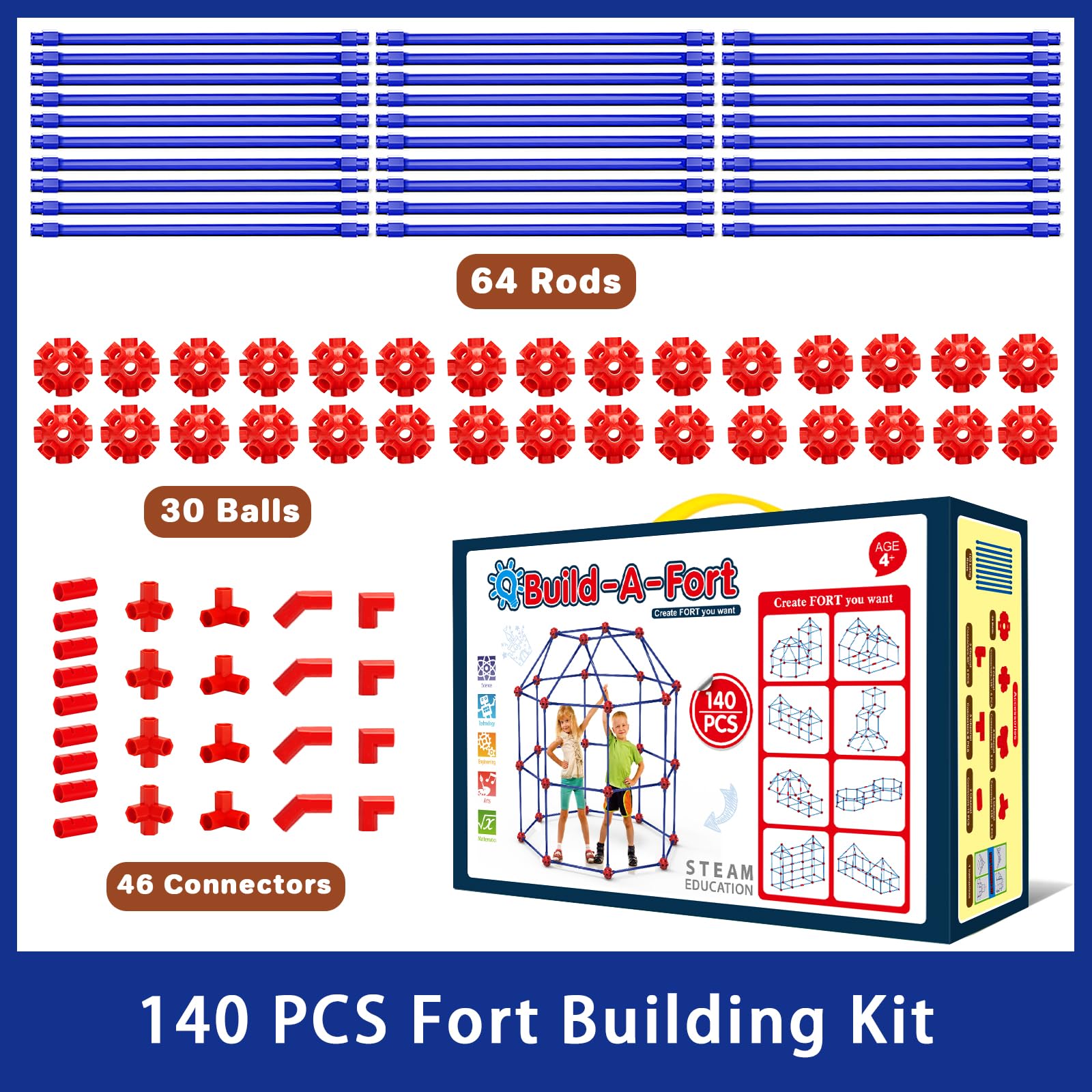 V-Opitos Fort Building Kits 4-channel connectors support flexible joints.