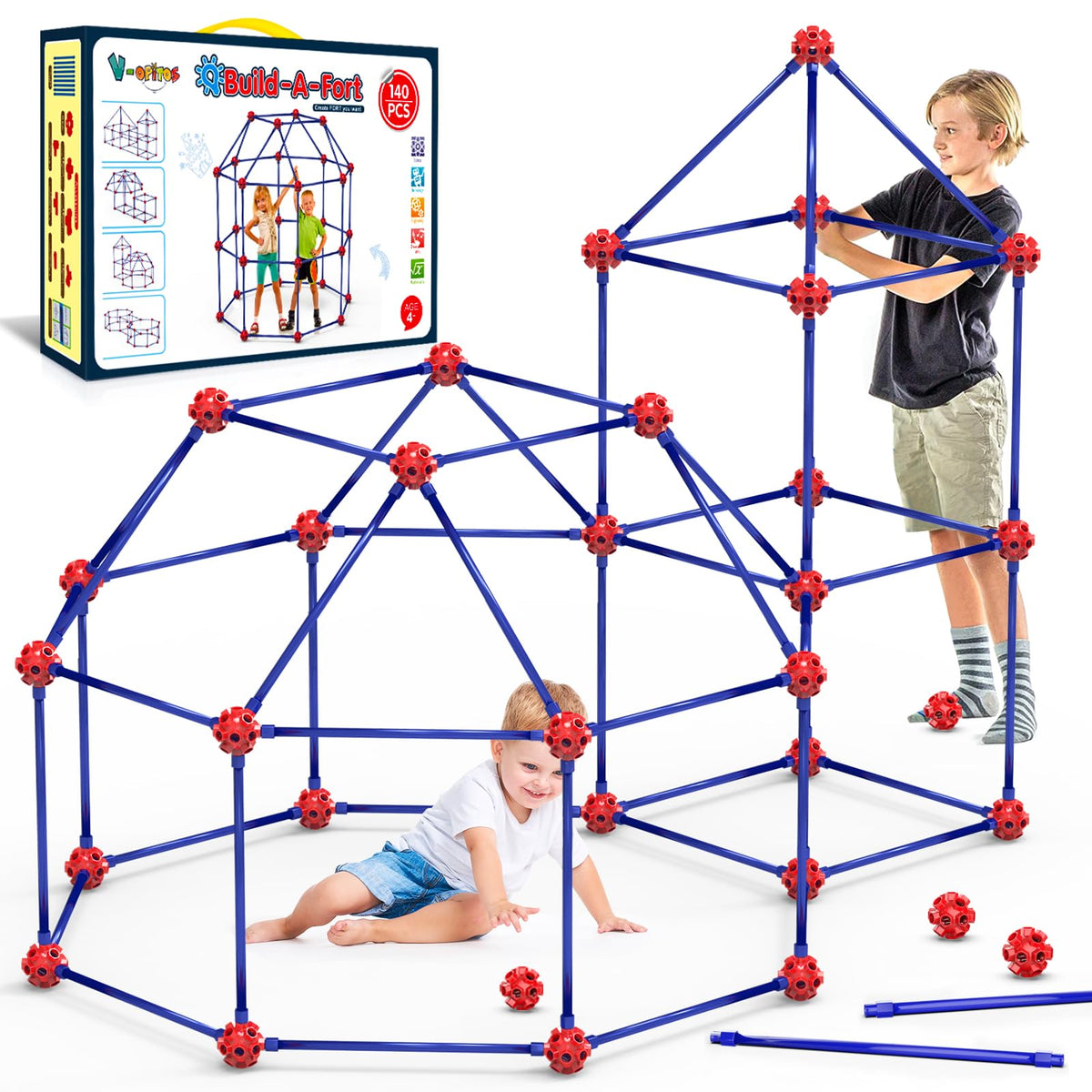 V-Opitos Fort Building Kits with 64 long rods for creative forts.