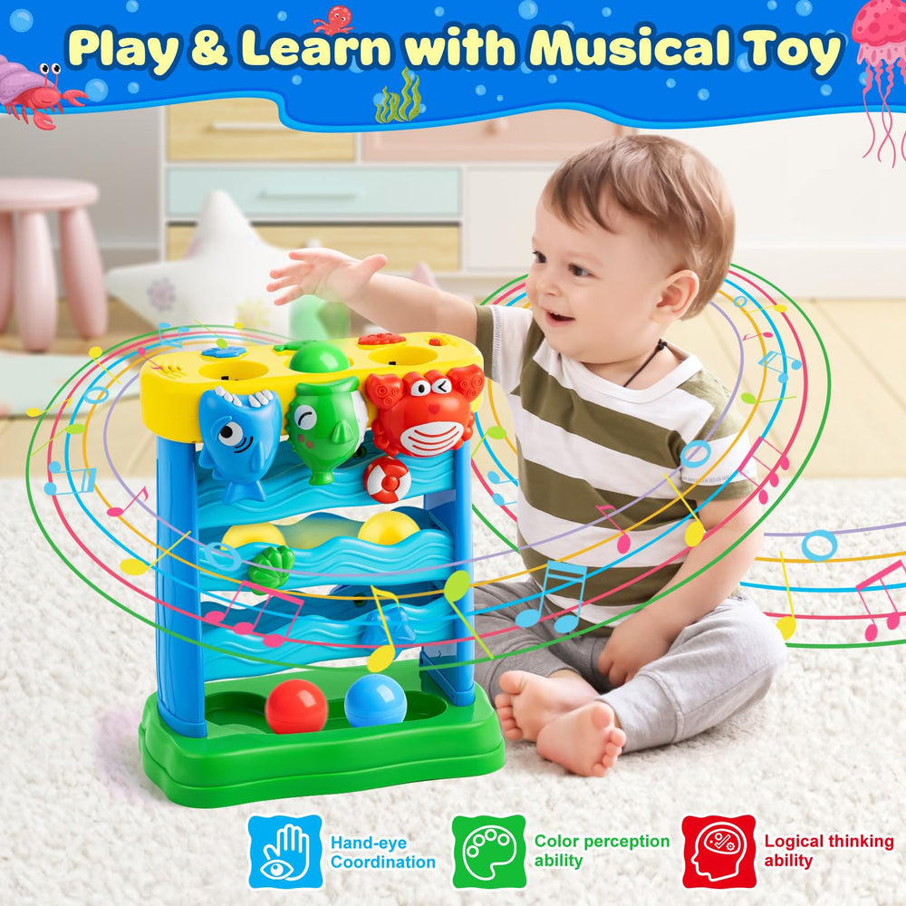 V-Opitos toy features music buttons for immersive melodies and volume control.
