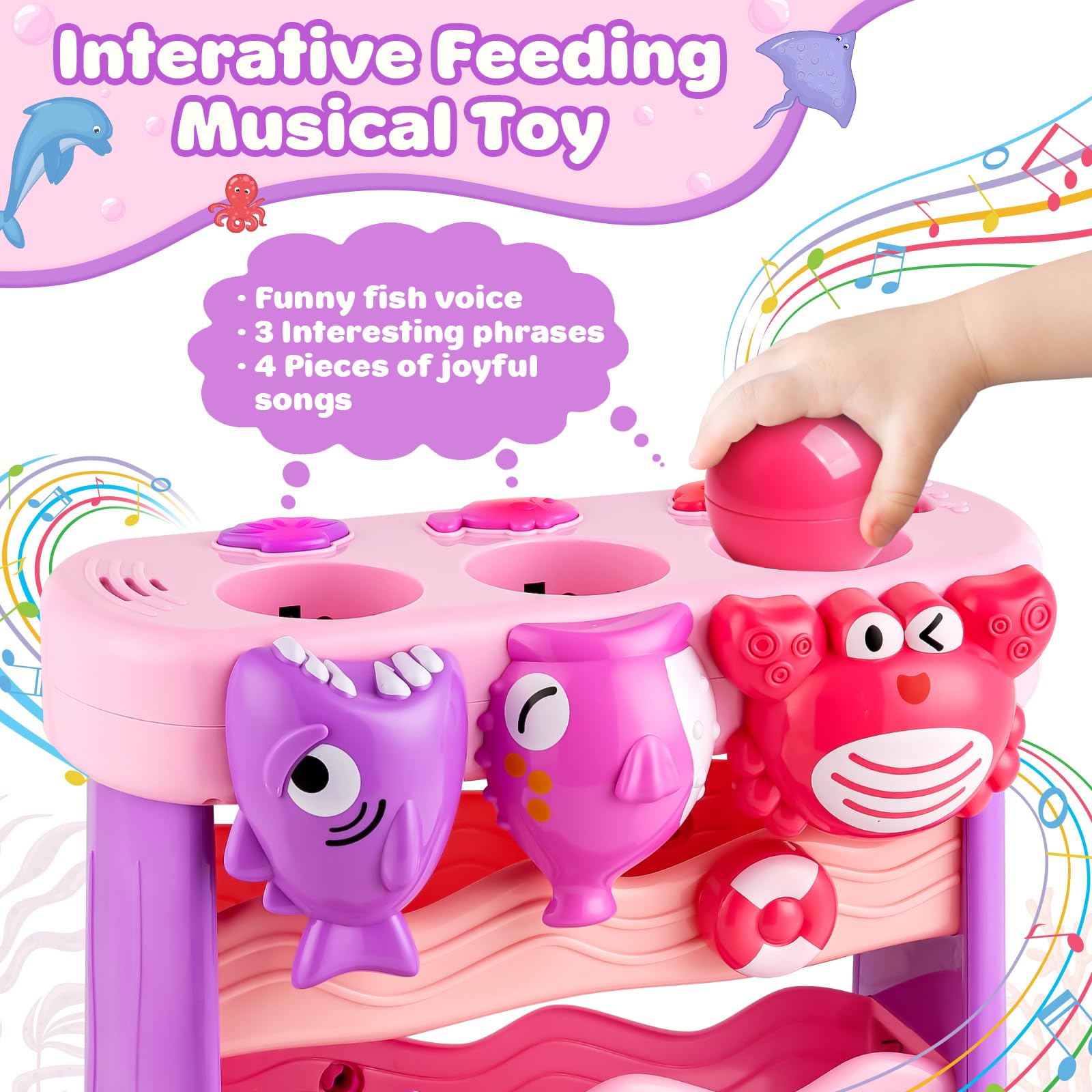 V-Opitos pufferfish music trigger engages toddlers with sounds.