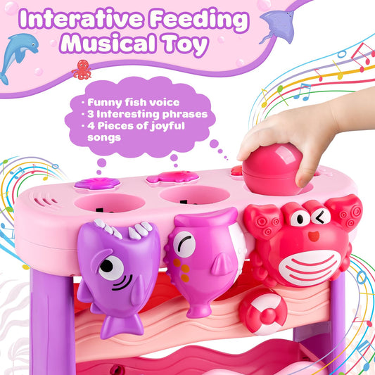 V-Opitos pufferfish music trigger engages toddlers with sounds.