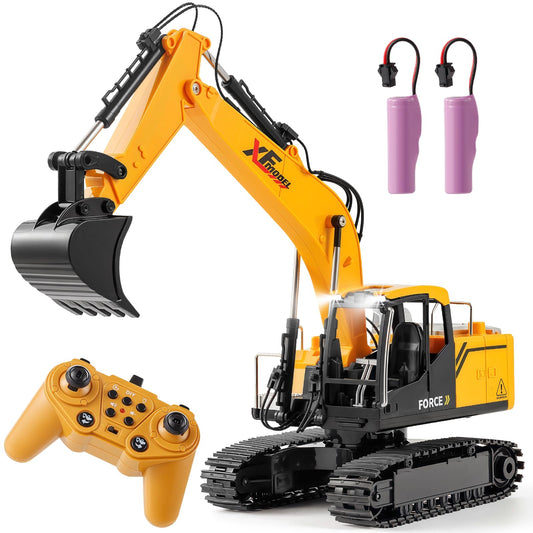 V-Opitos RC excavator digging action for imaginative outdoor play.