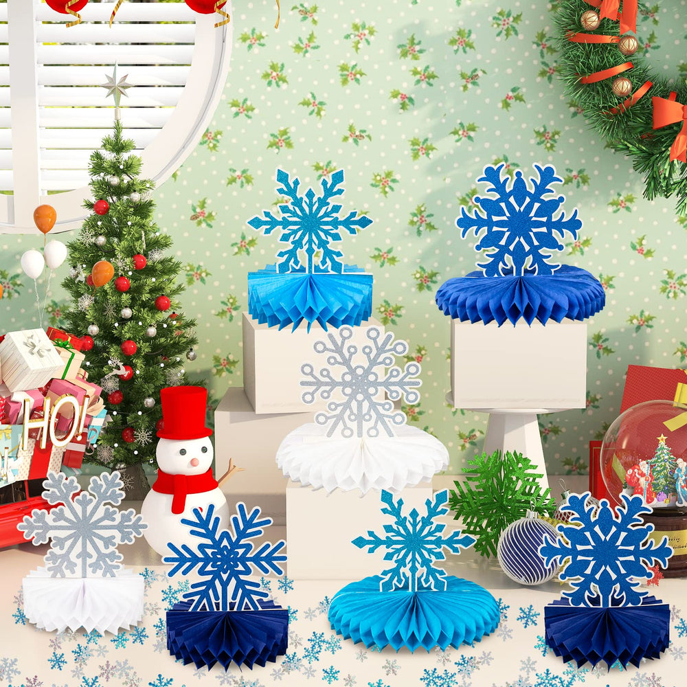 VABAMNA Frozen Winter centerpiece in navy for chic holiday tablescape