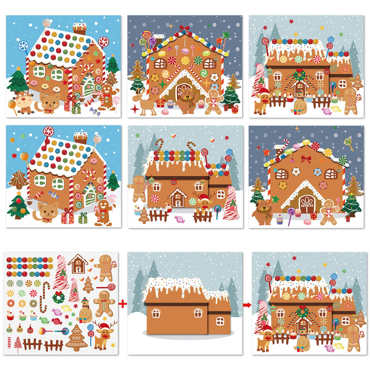 VABAMNA gingerbread house background ready for decorating with stickers.