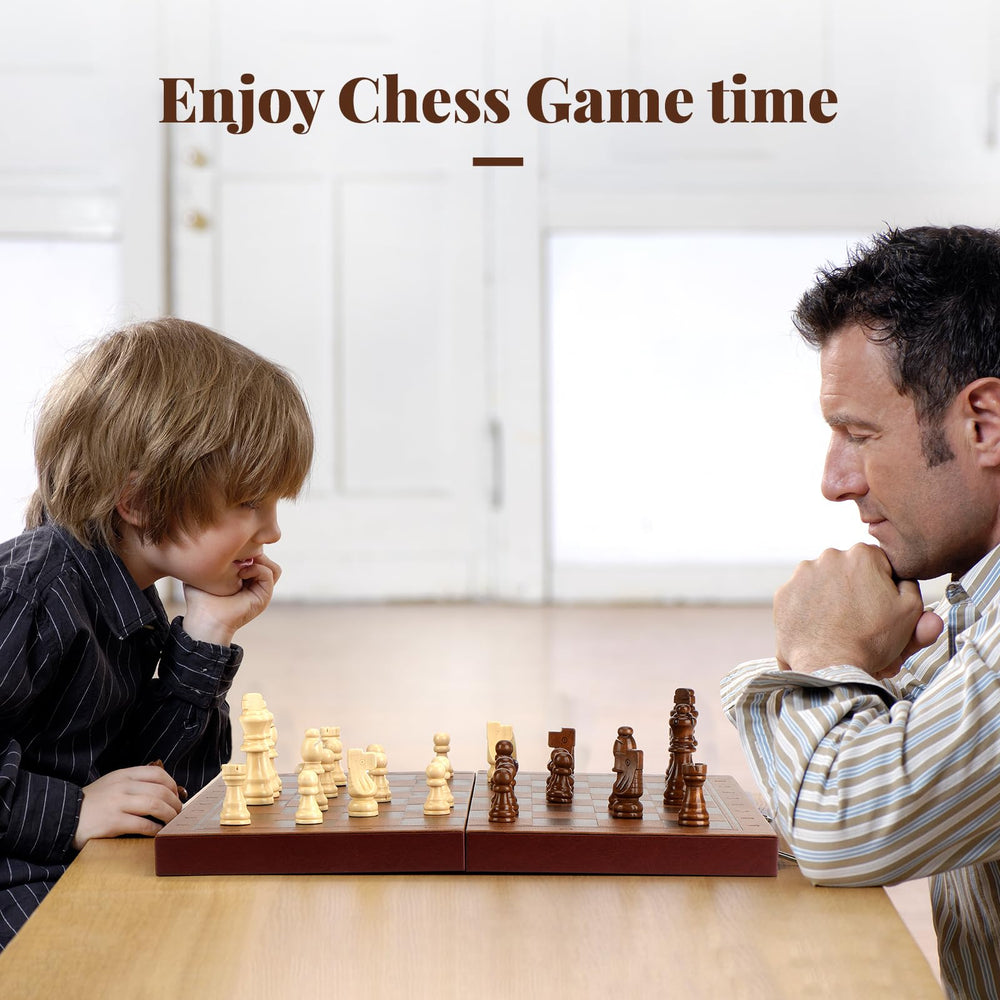 Vahome compact travel chess set folded in a bag.