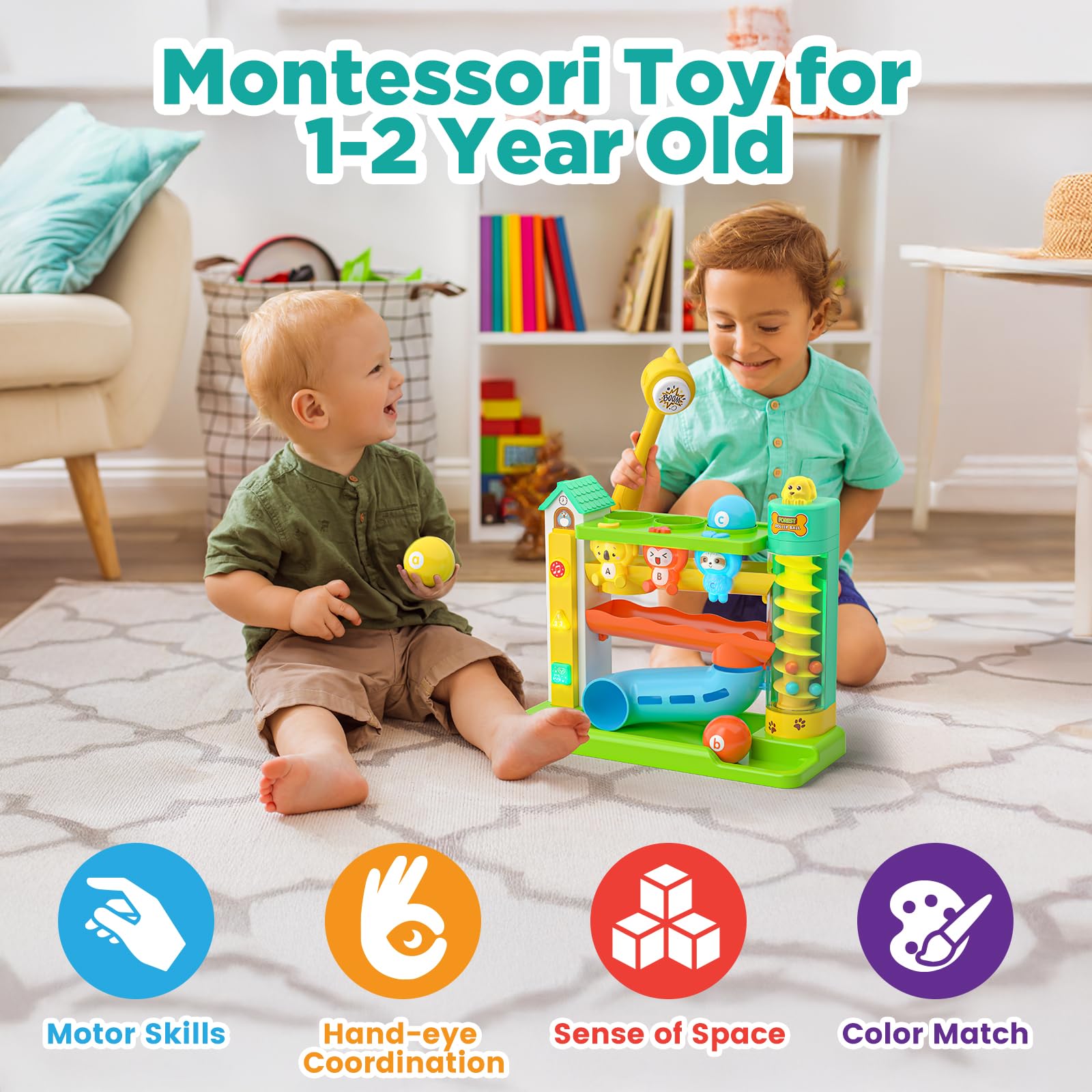 Vahome ball drop toy buttons: interactive music for early learning.