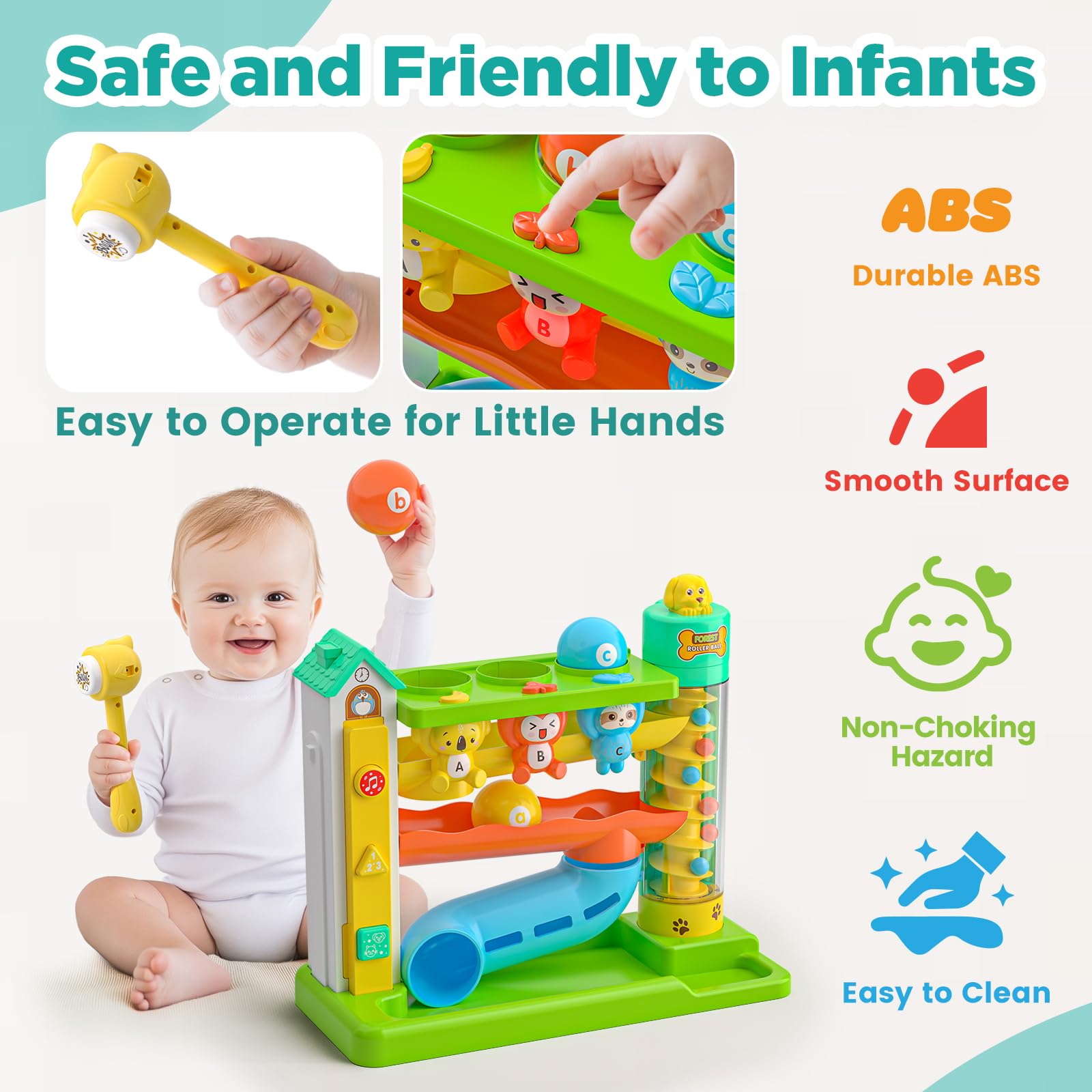 Vahome ball drop toy hammer-play: develops fine motor skills safely.