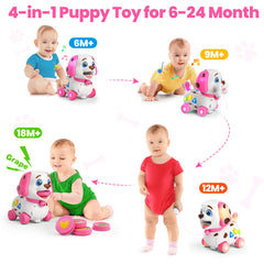 Vahome Puppy Toy crawl scene encourages tummy time and tracking movement.