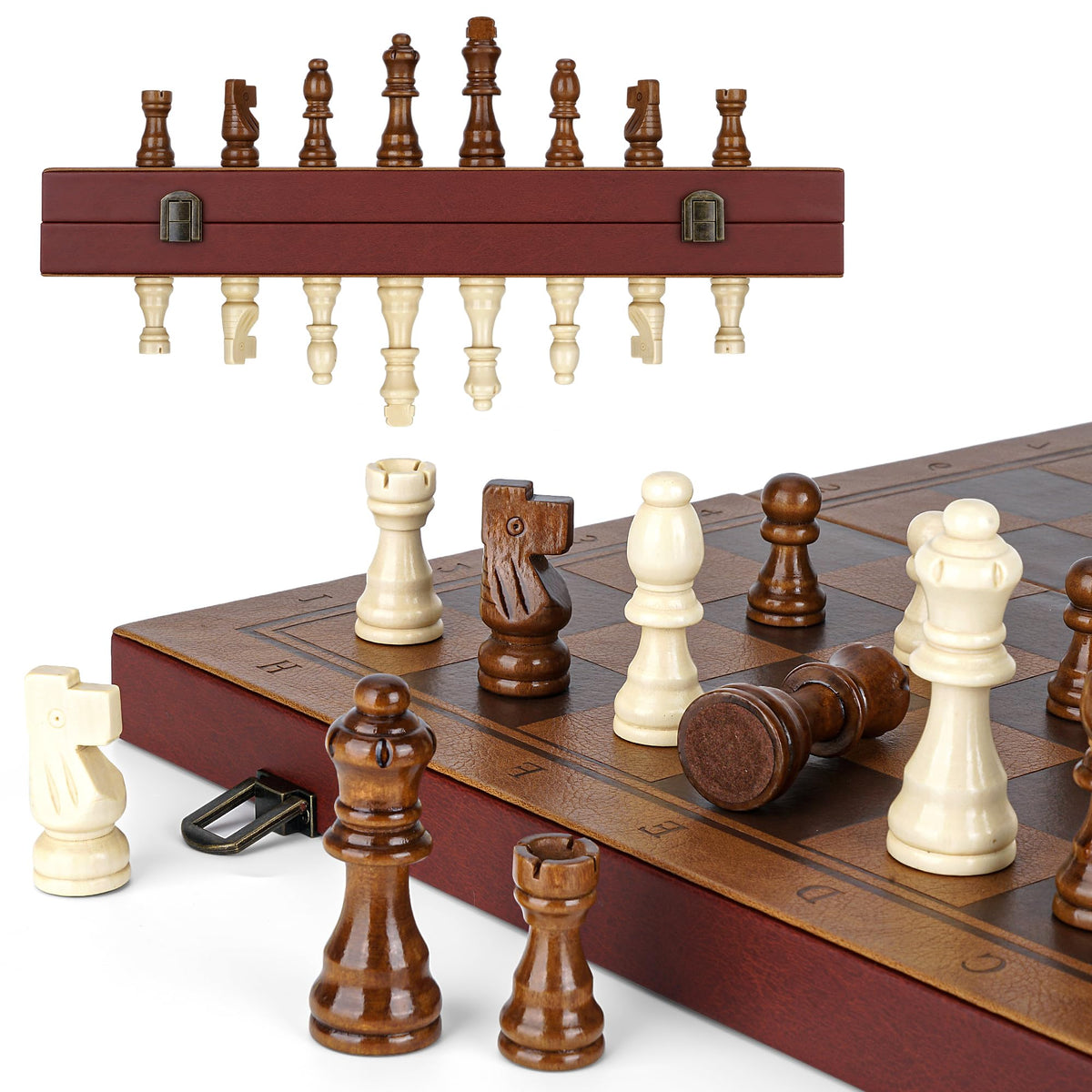 Vahome strong magnetic chess board with leather surface for stable play.