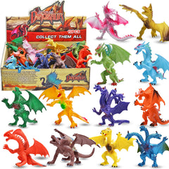 ValeforToy 4-inch dragon figures variety pack for imaginative play and convenient gift box storage.