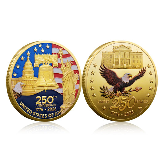 Valorforge Ivaska 250th coin features Liberty Bell emblem, ideal for gifts or display