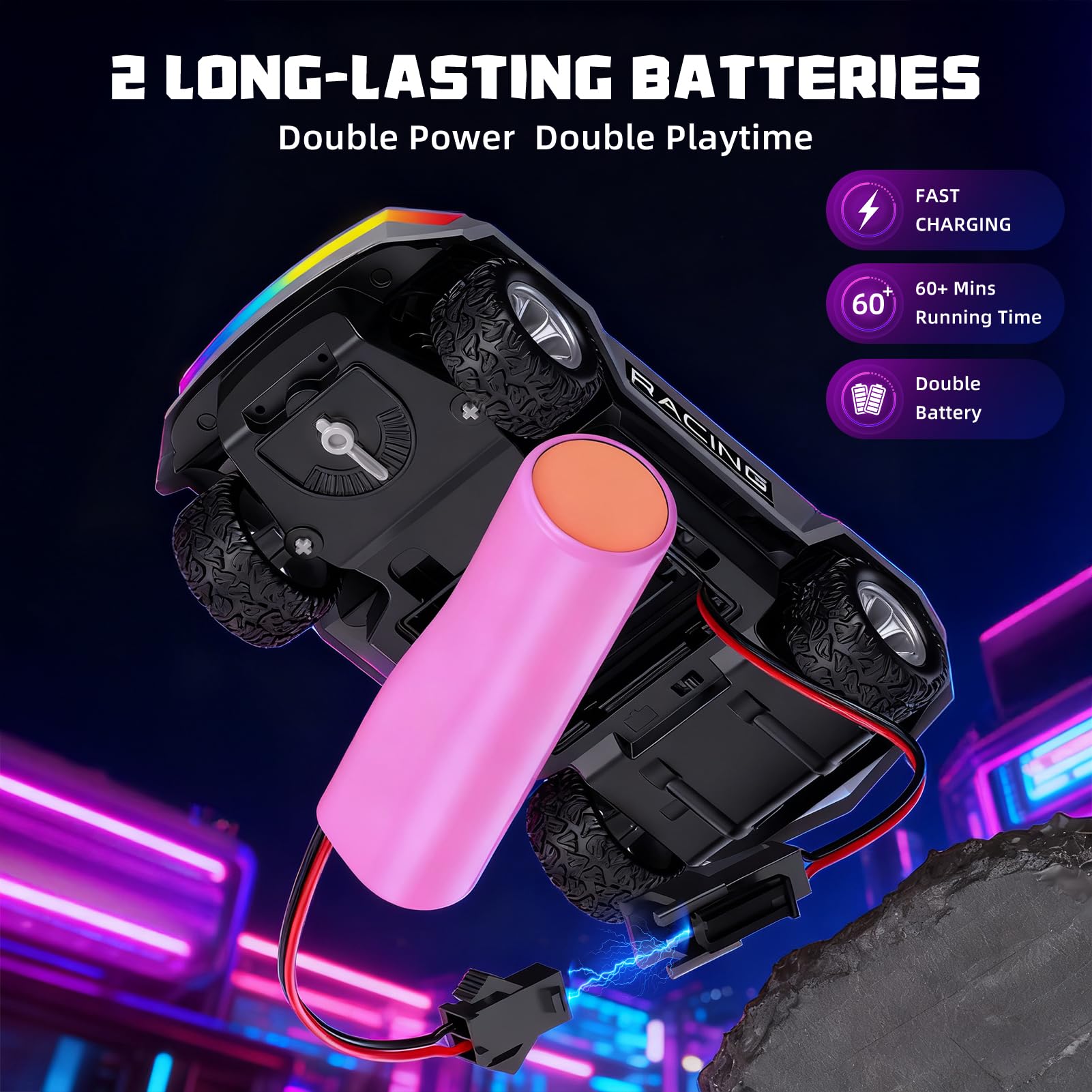 ValueTalks RC pickup truck LED lights brighten nighttime play.