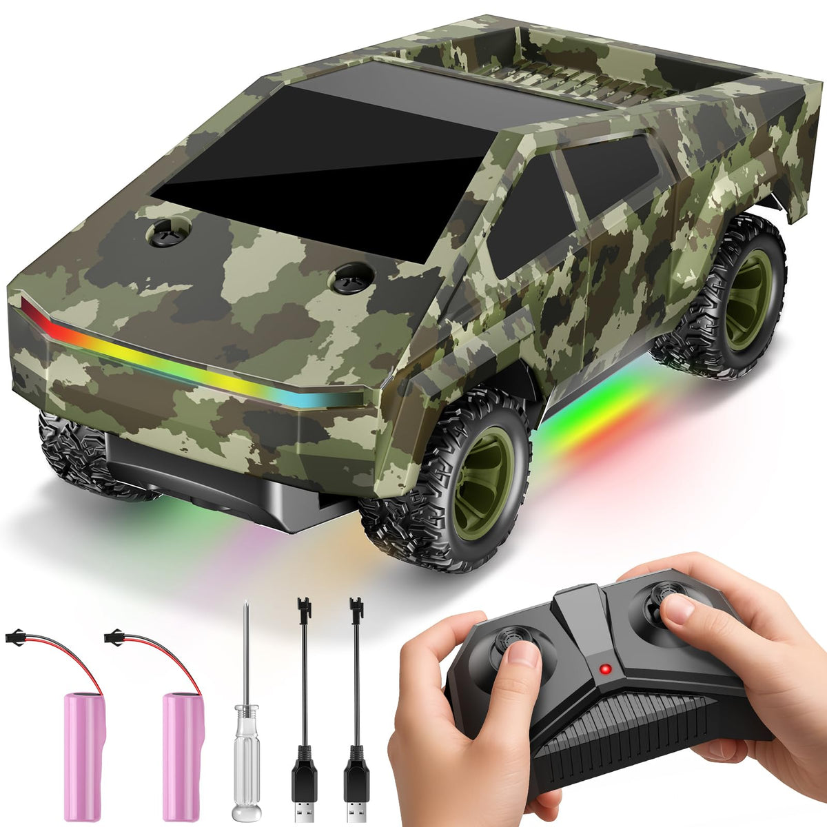 ValueTalks 1:24 RC Truck front view showcases all-terrain design for outdoor fun