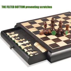 VAMSLOVE board drawers keep all pieces neatly stored during games