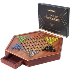 VAMSLOVE Chinese Checkers 15-inch board for family play