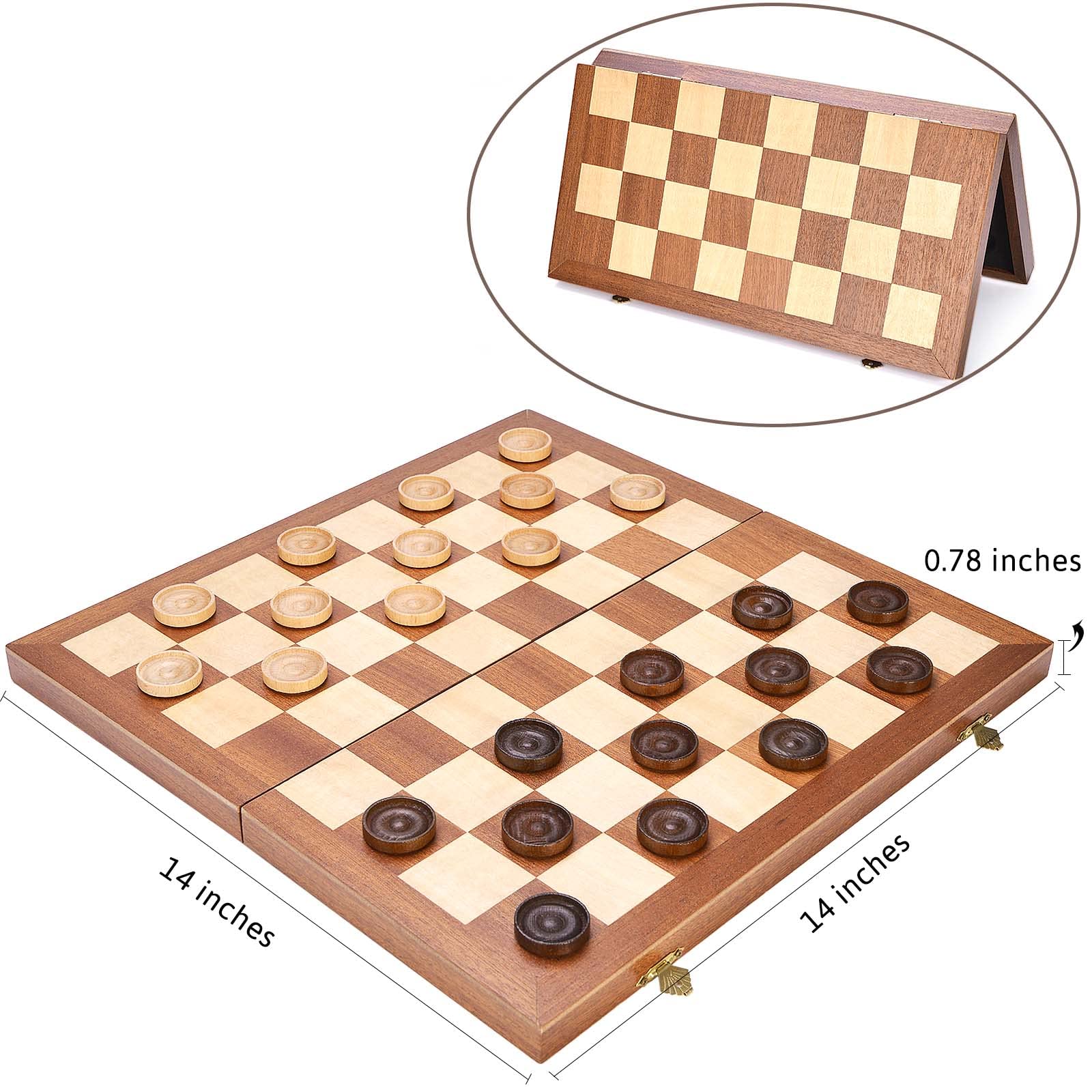 Vamslove wooden board with metal lock keeps the set secure when stored.
