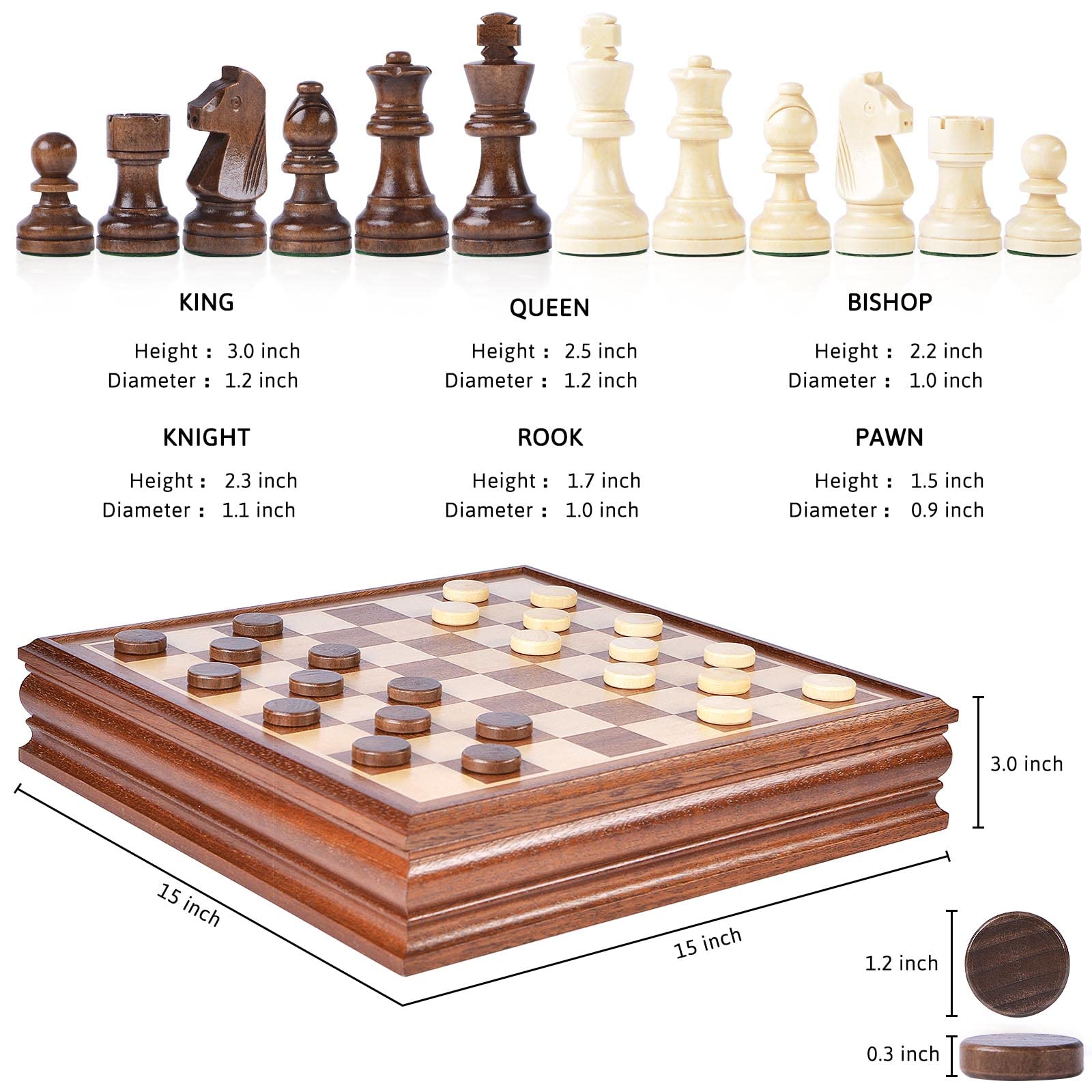 Vamslove weighted chess pieces glide smoothly with felt bottoms to protect the board.