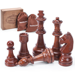 Vamslove 4.5-inch king wooden chess pieces for a stately game.