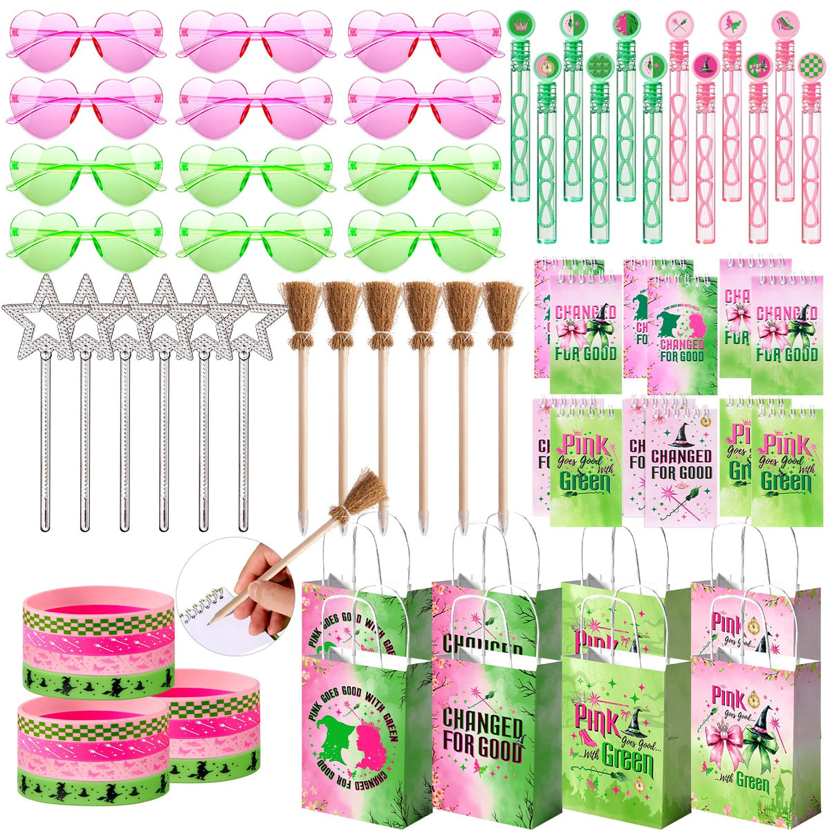 Vanblue pink and green witch star wand set for playful party magic