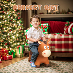 VangBow bouncy horse saddle detail emphasizes comfortable seating for toddlers.