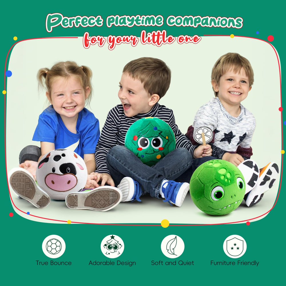 VangeBow Christmas-tree plush ball with ornaments and a smiling face for festive pretend play.