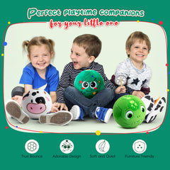 VangeBow Christmas-tree plush ball with ornaments and a smiling face for festive pretend play.