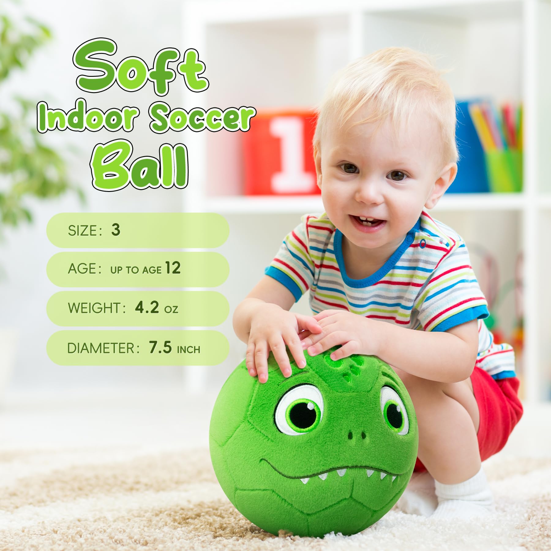 VangeBow dinosaur ball in room as decorative item.