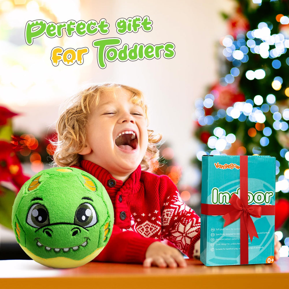 Children kick the Dragon Plush Ball during indoor play with joy.