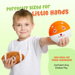 Dinosaur-design VangeBow ball adds whimsy to early sports exploration.
