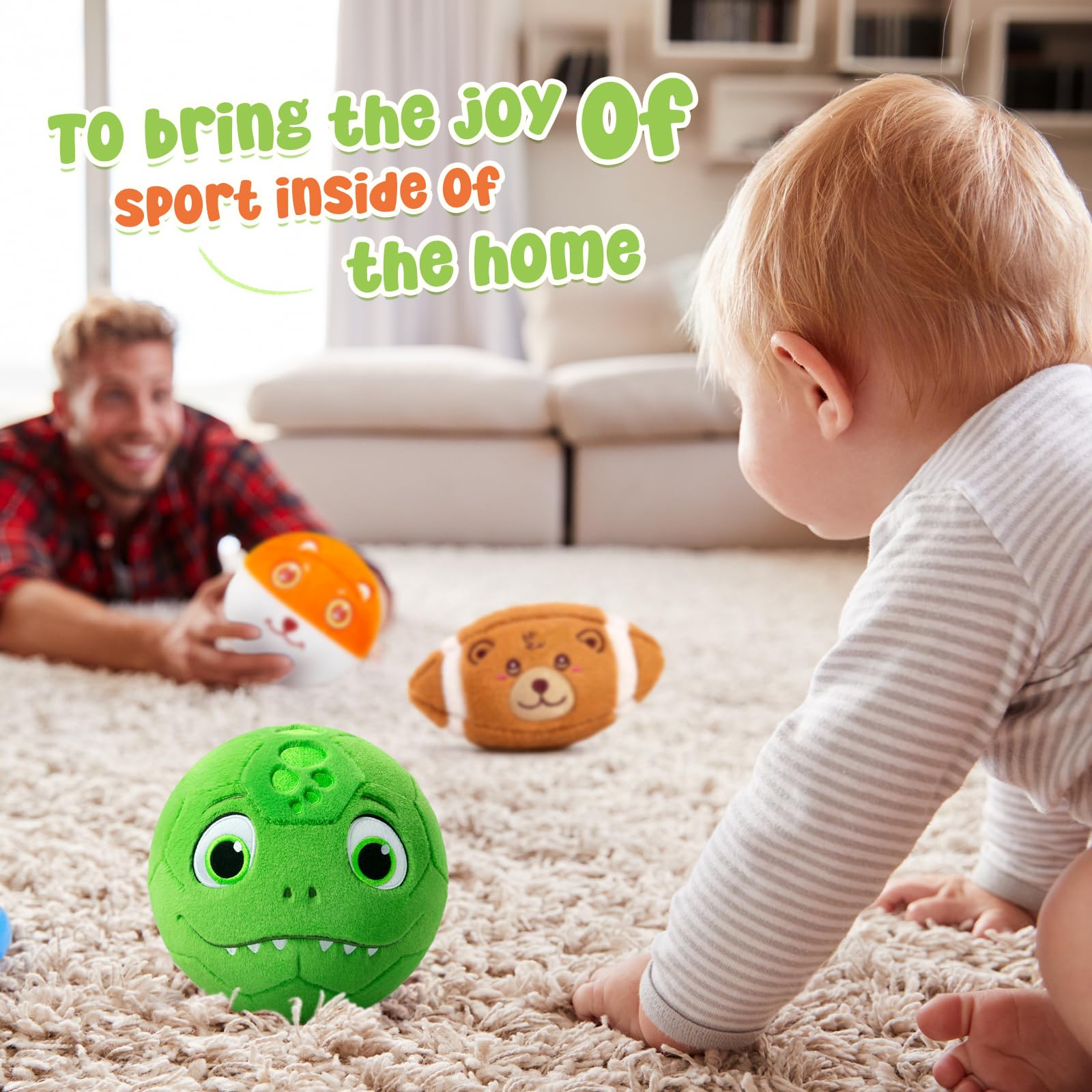 Indoor and outdoor-friendly VangeBow ball protects furniture while encouraging active play.
