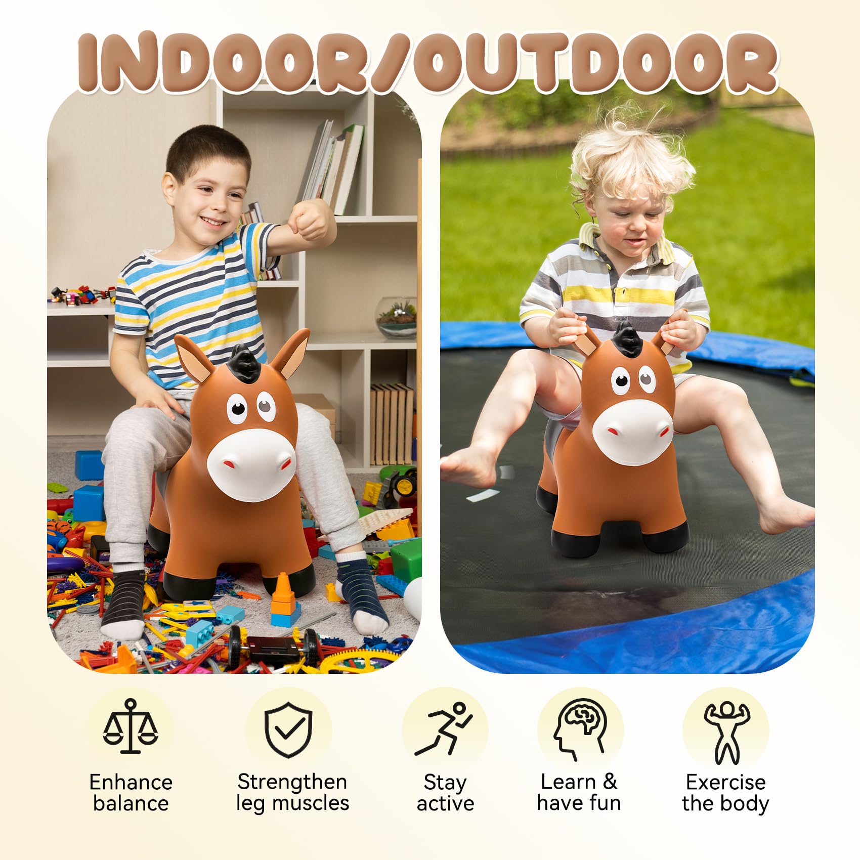 VangeBow bouncy horse outdoors ready for backyard adventures