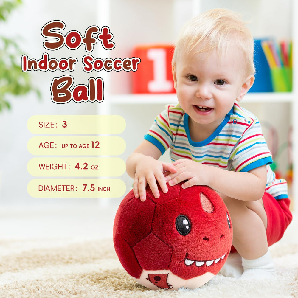VangeBow T-Rex plush ball showing soft plush material for gentle kicks