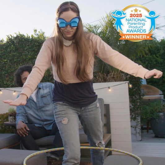 Vango UpsideDownChallenge Backyard Edition shows goggles flipping vision during play.