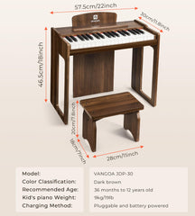 Vangoa Kids Piano powered by batteries or adapter for flexibility