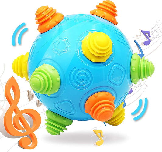 VANLINNY Bumble Ball crawls toward baby, promoting exploration and tactile engagement.