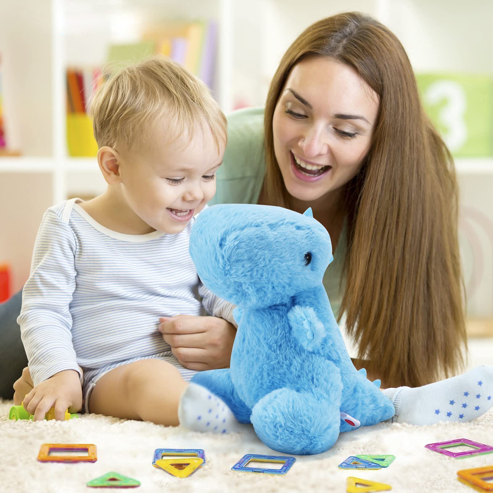 Cuddly VANLINNY NEW blue dinosaur plush, versatile for bedtime and travel.