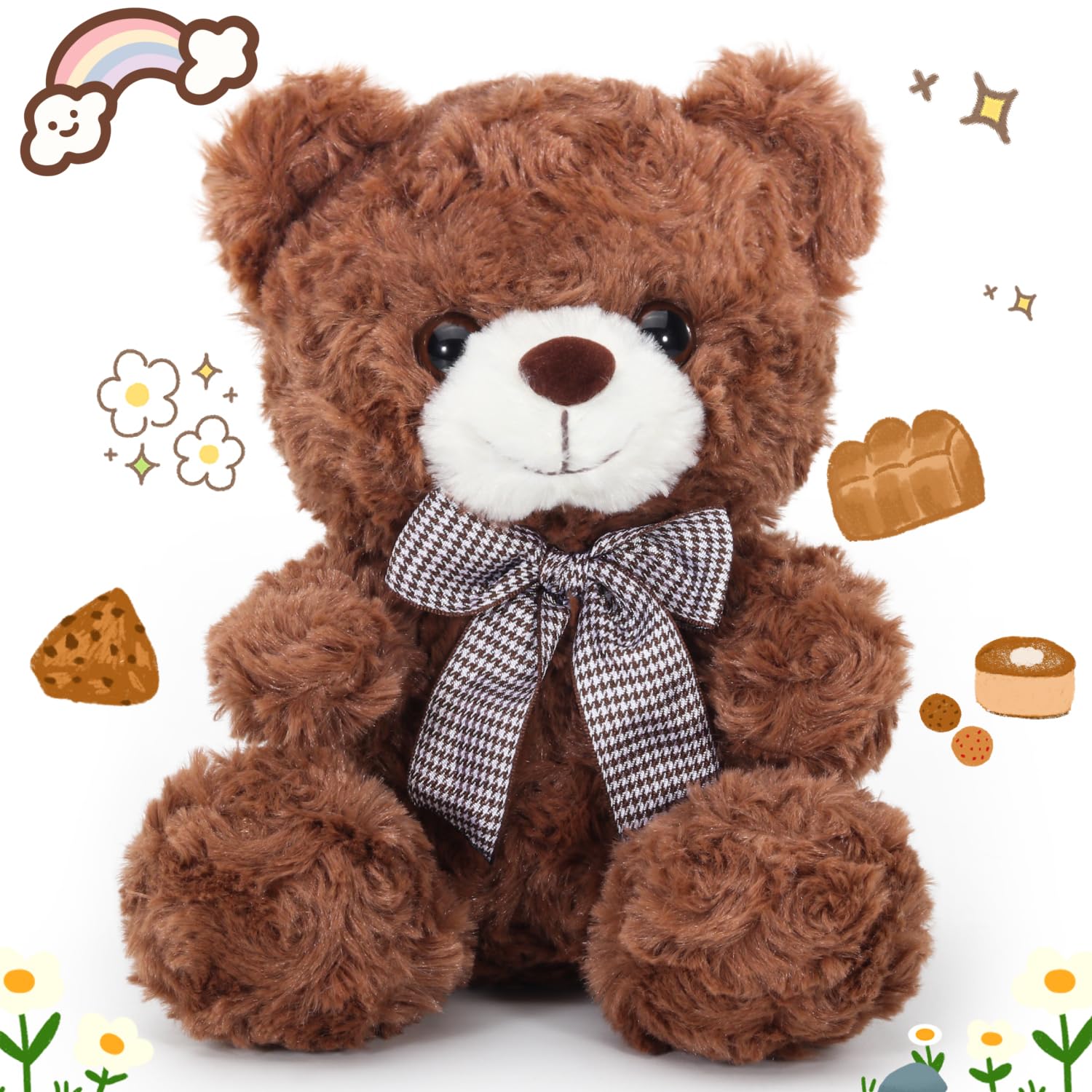 VANLINNY NEW brown teddy bear 8in hug-able plush for cozy companionship