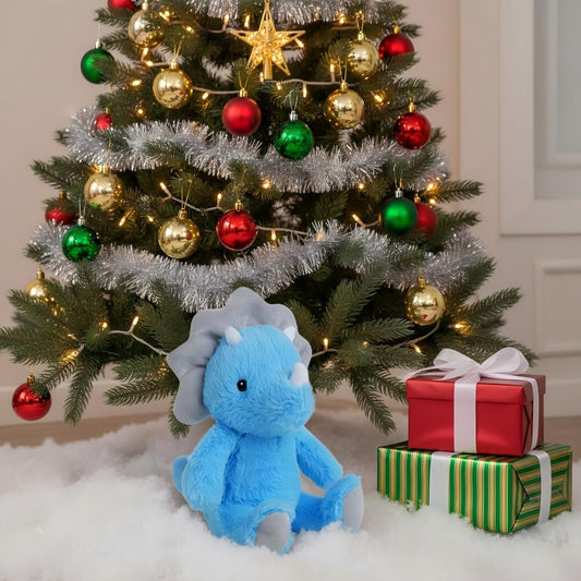 Vanlinny triceratops plush close-up, soft fabric and friendly expression for imaginative cuddles.