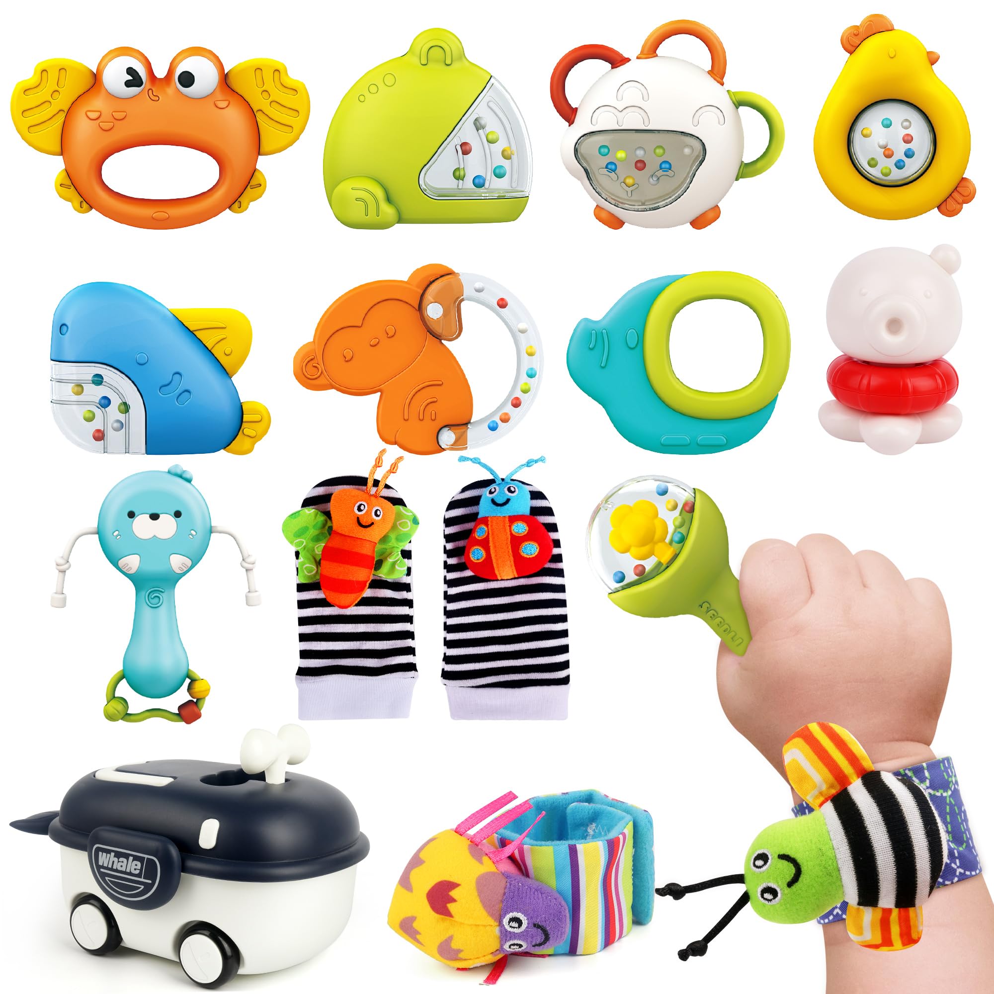 Vanmor baby rattles set hand rattle helps tiny hands explore sounds