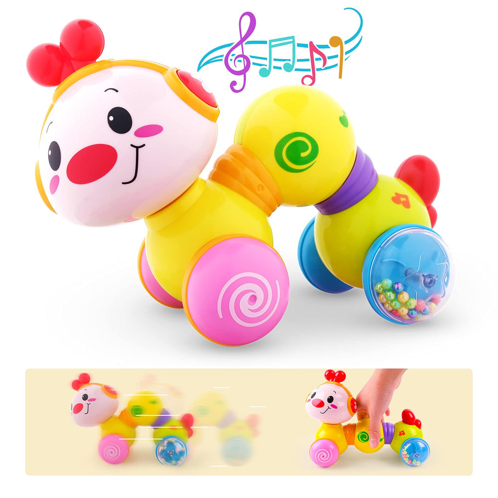 Vanmor Caterpillar light-up toy for babies promoting visual exploration during tummy time.