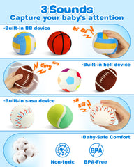 Vanmor sensory tennis ball with textured surface to promote grasping skills.